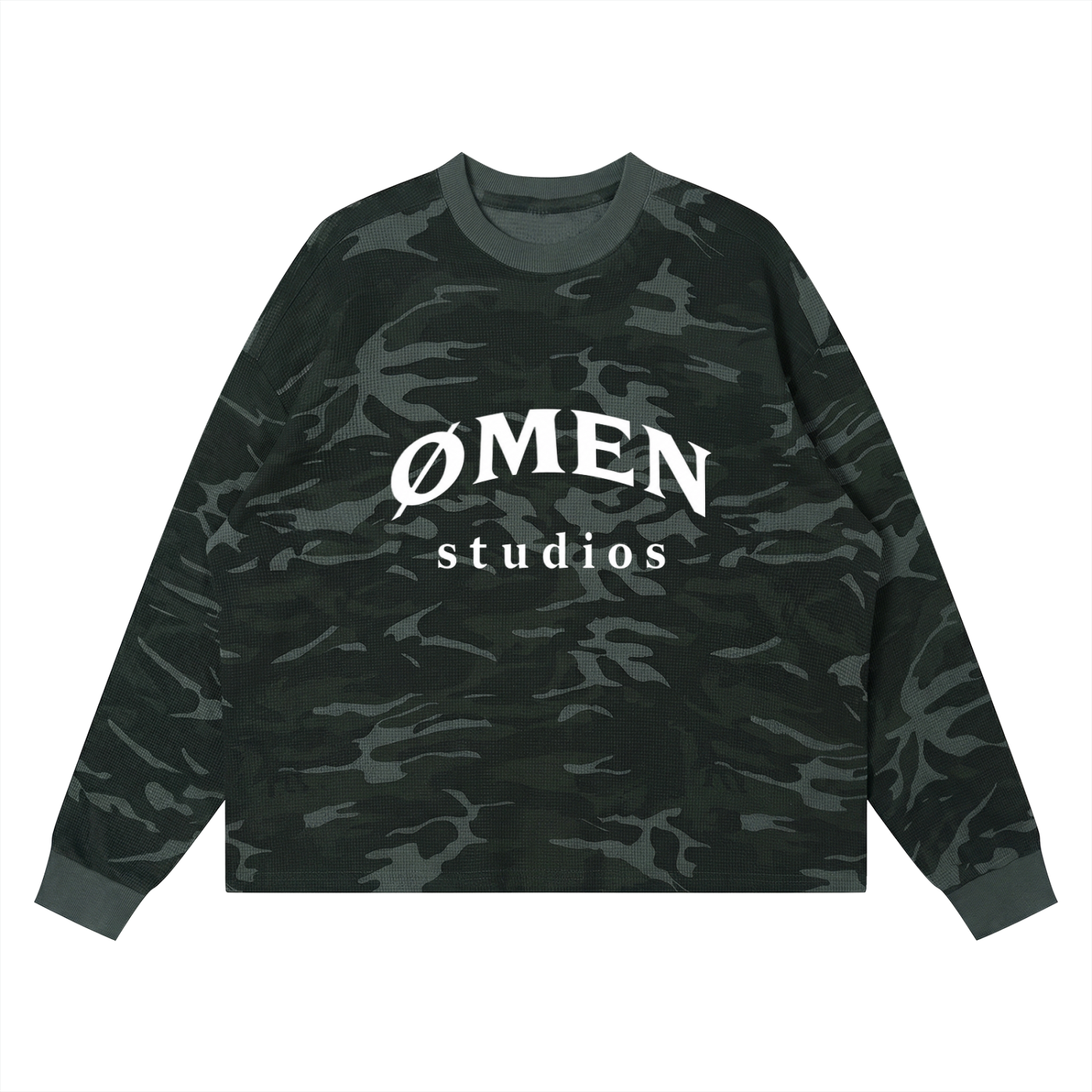 "OMEN STUDIOS" Waffle Boxy Long Sleeve T-Shirt