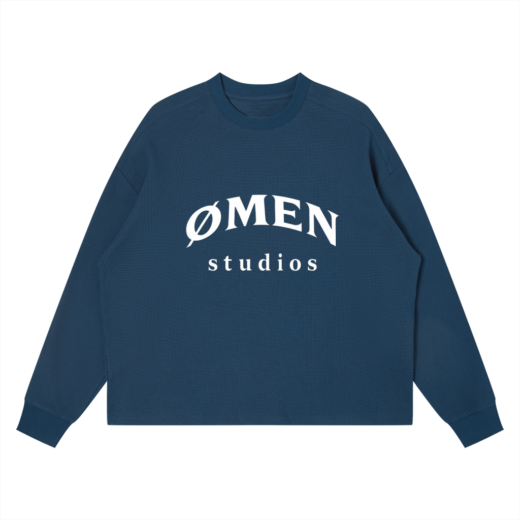 "OMEN STUDIOS" Waffle Boxy Long Sleeve T-Shirt