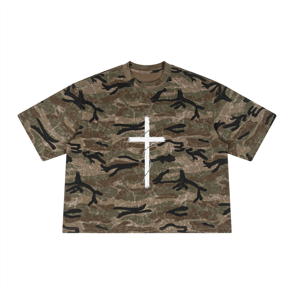 ØMEN camo boxy cross tee
